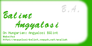 balint angyalosi business card